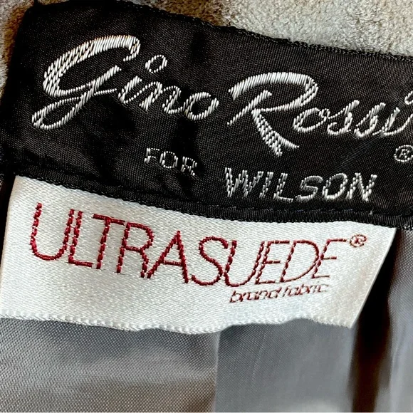VINTAGE GINO ROSSI FOR WILSON GRAY SILVER ULTRA SUEDE BLAZER JACKET SZ 8 - Picture 15 of 16